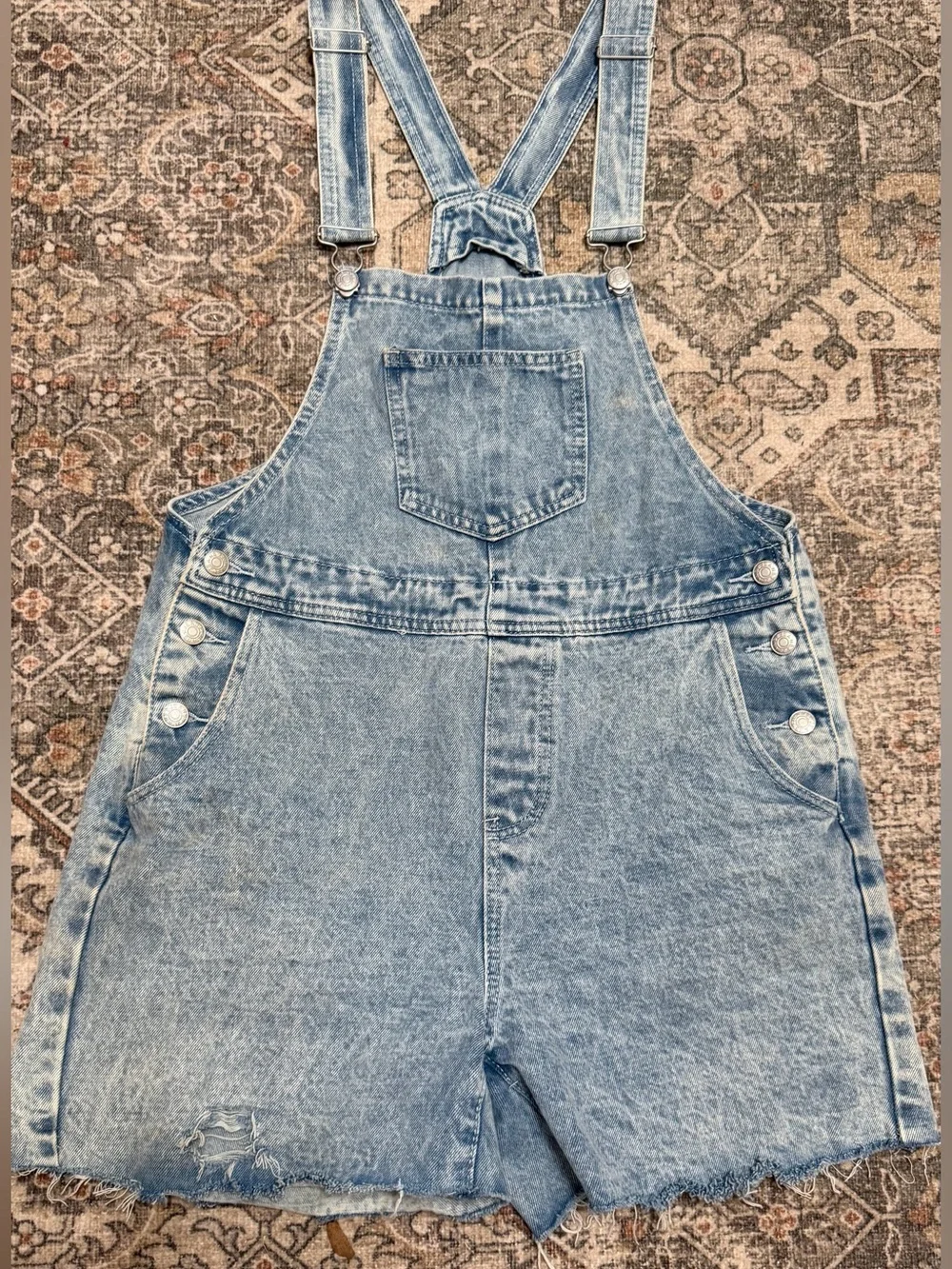 Denim Overall Shorts - Size Large